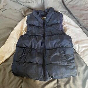 Old Navy Frost Free Puffer Vest Navy Blue Plaid Kids Size 5T